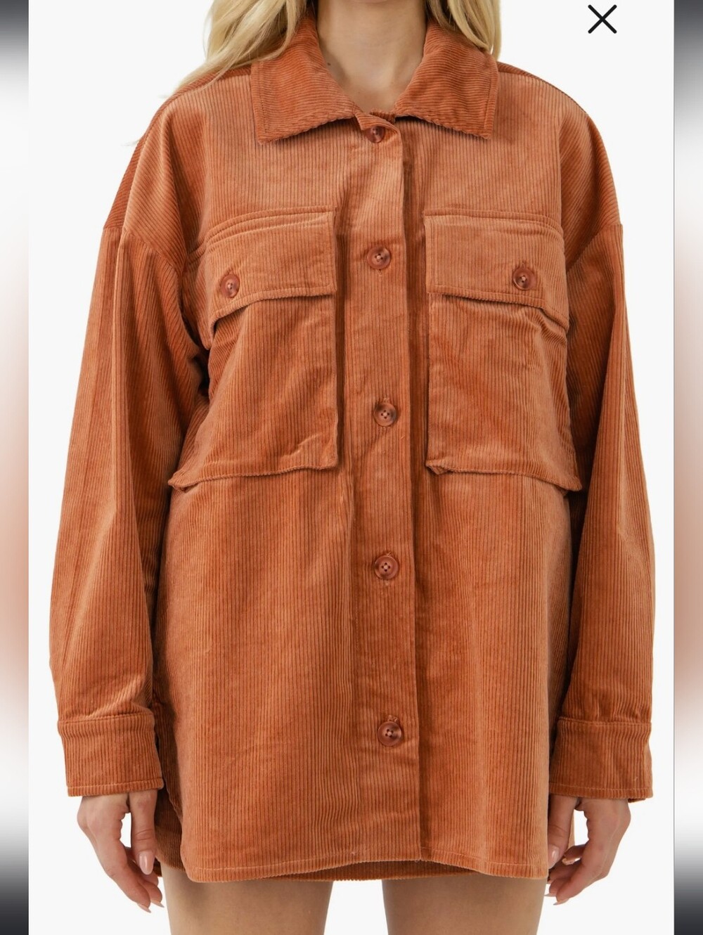 GREY LAB Rust Corduroy Button-Front Shacket NWT